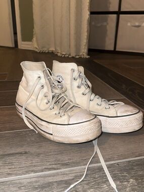 Converse Cream High-Top Platform Sneakers